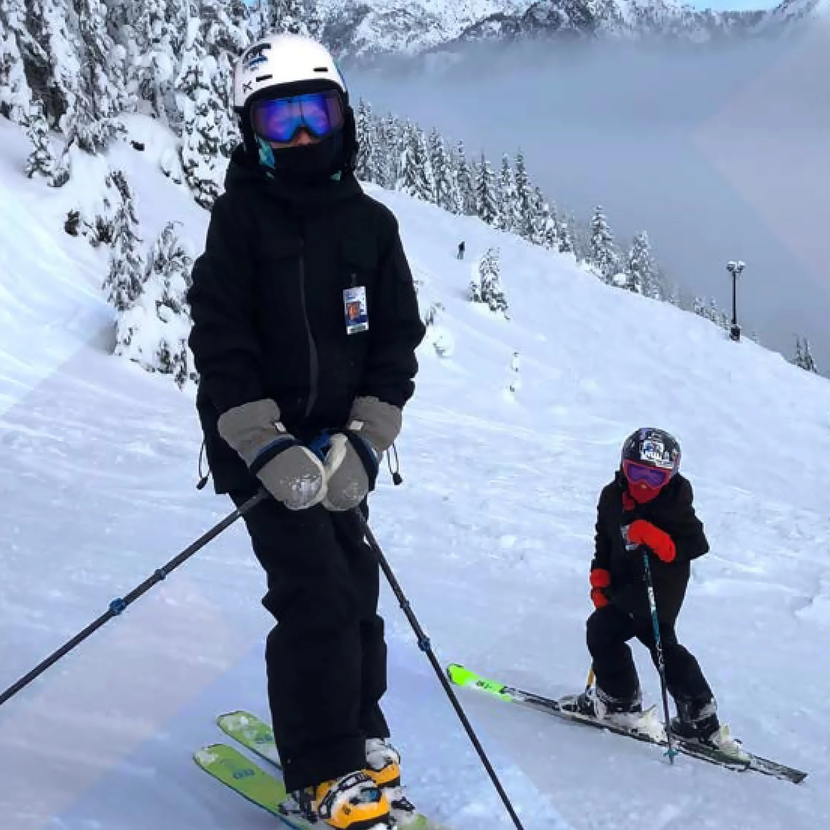 Miles and Parker Malpass skiing